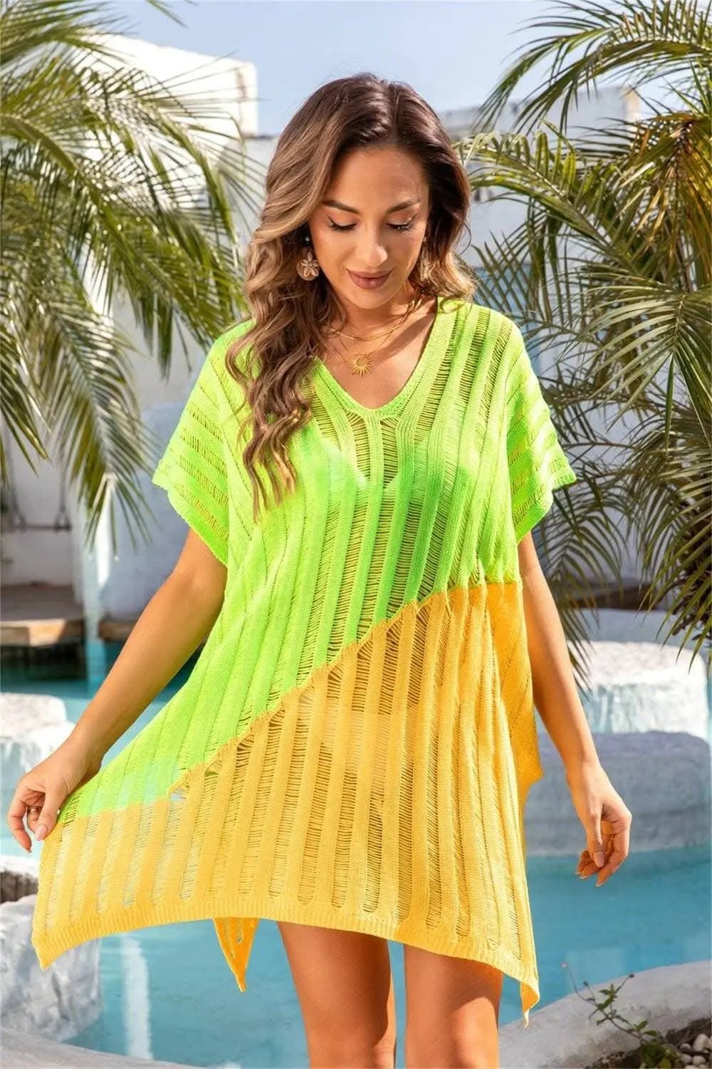 Vibrant sheer beach cover-up - Love Salve